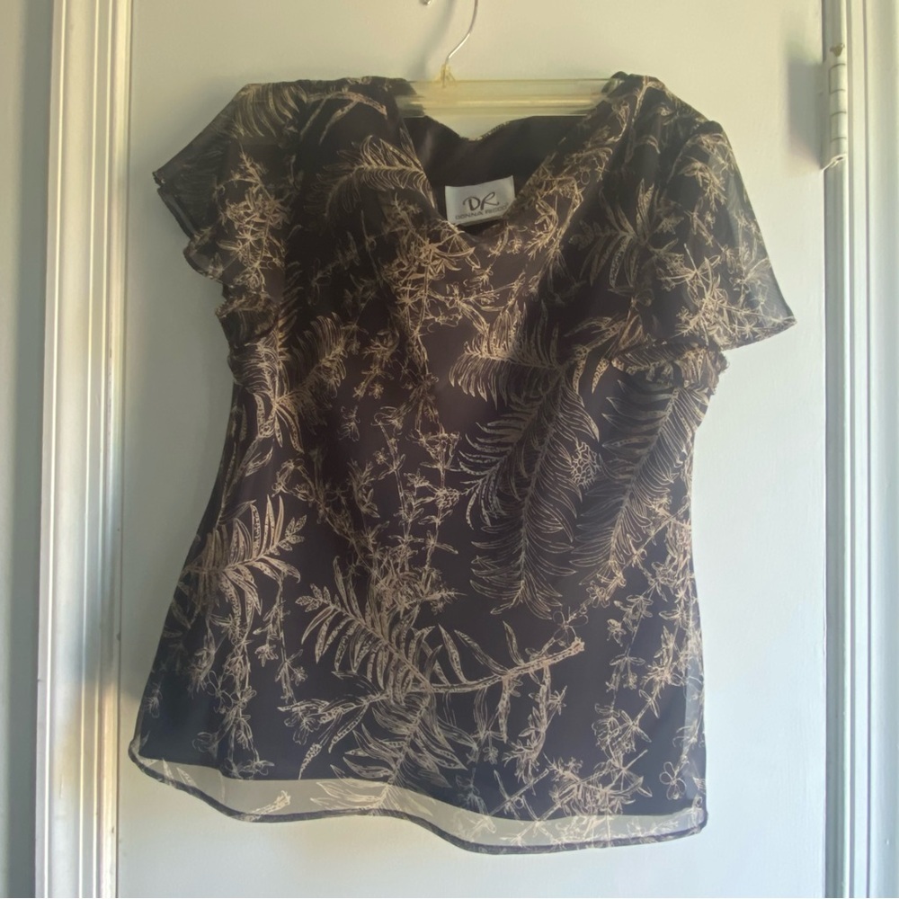 Donna Ricco 12 Black and Gold Sheer Women's 2pc Skirt Set Vintage 100% Polyester